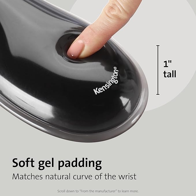 Kensington Duo Gel Wrist Rest for Keyboard, Wrist Pad for Keyboard, Ergonomic Keyboard Wrist Pad, Computer Keyboard Pad with Wrist Support, Cooling Gel, Non-Skid Backing, Blue K62397AM, 19" x3.7