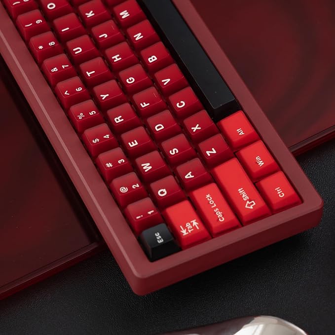 PBT Keycaps Set 164Keys Cherry Profile Red Black Keycaps 60% 65% 75% 100% Dye Sublimation Costom Key caps for Cherry Gateron MX Switches Mechanical Keyboards