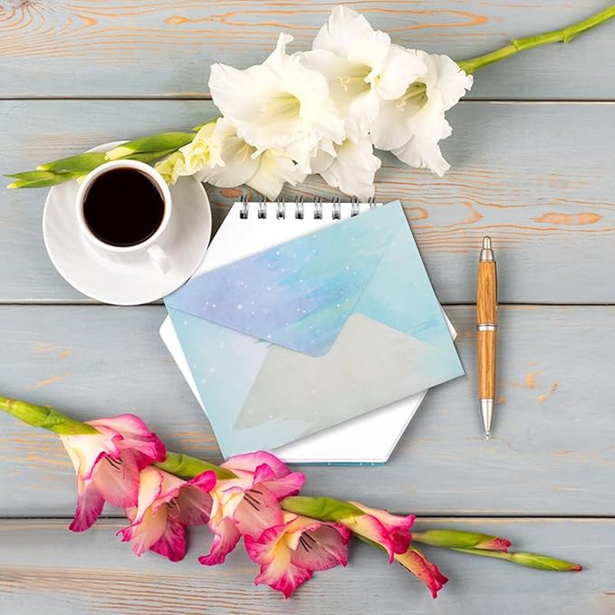 160Pcs Stationary Letter and Envelopes:50 Watercolor Stationery Paper&50 Envelopes,Lined Stationery Paper and Envelopes Set,Stationary Paper and Envelopes Set,Letter Writing Stationery Sets