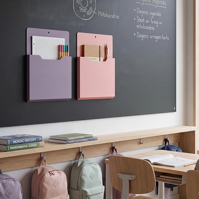 Gilprop 8 Pack Magnetic File Holder, 10"x13"x1.2" Magnetic Wall File Folders for Whiteboard, Hanging Classroom Organizer Storage, Refrigerator Magazine Holder for Mail Letters Paper Desk Office