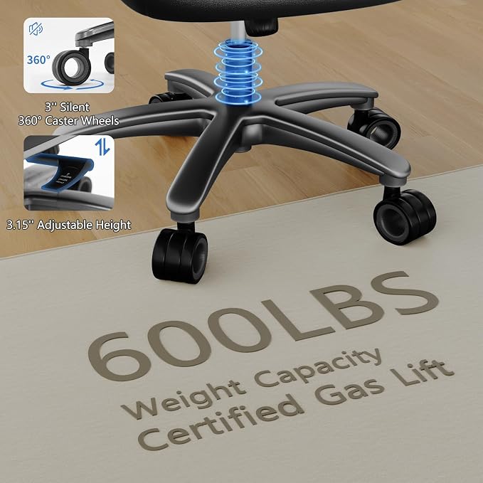 Big and Tall Office Chair, Heavy Duty Desk Chair with 5D Arms, Adjustable Lumbar Support & Height, Tilt Function, PU Leather High Back Ergonomic Executive Computer Chair