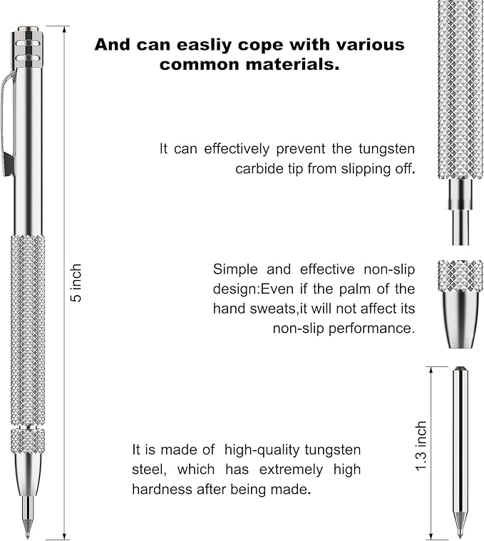 Glieskir 2 Pack Tungsten Carbide Scriber Tool Set with Magnet - Professional Metal Engraving Pen, Extra 10 Carbide Replacement Tips - Ultimate Scribing Tools for Glass/Ceramics/Sheet Metal Marking