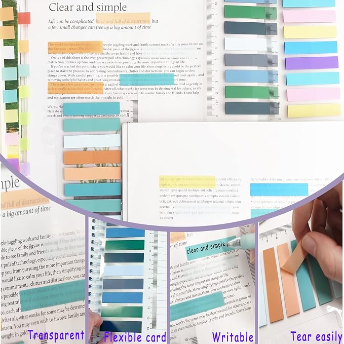 Potanro Sticky Notes 2000 Pcs Sticky Tabs Transparent Book Tabs, Round Clear Sticky Notes Repositionable Color Page Markers Bible Tabs for Office Supplies and Aesthetic School Supplies