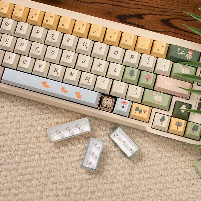 Sumgsn 152 Keys PBT Custom Keycaps Dye Sub Cherry Profile Spring Ranch Keycap Set Fit for 61/64/87/104/108 Cherry Mx Switches ISO ANSI Alice Keyboard Mechanical Keyboards