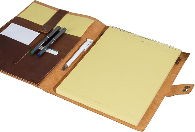 Personalized Leather Portfolio, Leather Notebook, Portfolio Folder, A4 Notepad for Women Men Gift Blue (12.5 x 9.5 inches)