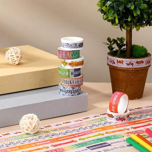 24 Rolls Back to School Christian Washi Tape Gifts Bulk Graduation VBS Religious Scripture Vintage Bible Verse Washi Tape for Bible Journaling Crafting Students BibleStudy Stationery