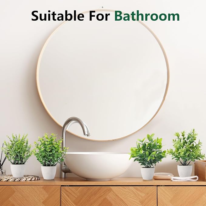 FAVOWREATH 4 Pack Fake Plants Ceramic Mini Artificial Greenery Potted Plants for Home Decor Office Decor Room Decor Farmhouse Decor Indoor Table Bathroom Decor