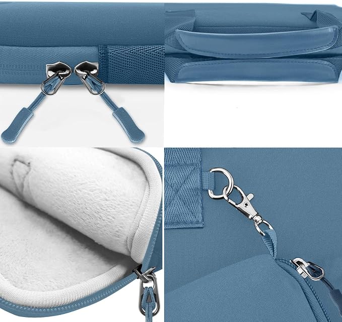 Hseok Laptop Sleeve 13.3-14 inch Case with Small Pouch, Neoprene Computer Bag Compatible with MacBook Neo/Pro 14 M5/M4/M3/M2/M1, Mac Air/Pro 13.3, XPS 14 and Most 13-14 inch Notebooks,Haze Blue