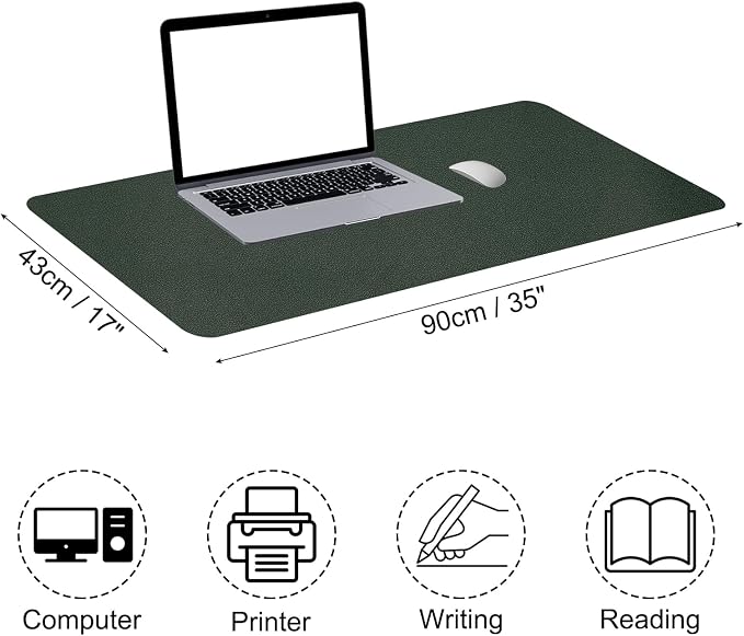 PATIKIL Dark Green Large Desk Mat - 35" x 17" Waterproof PU Leather Non-Slip Dual Sided Office/Home Desk Pad