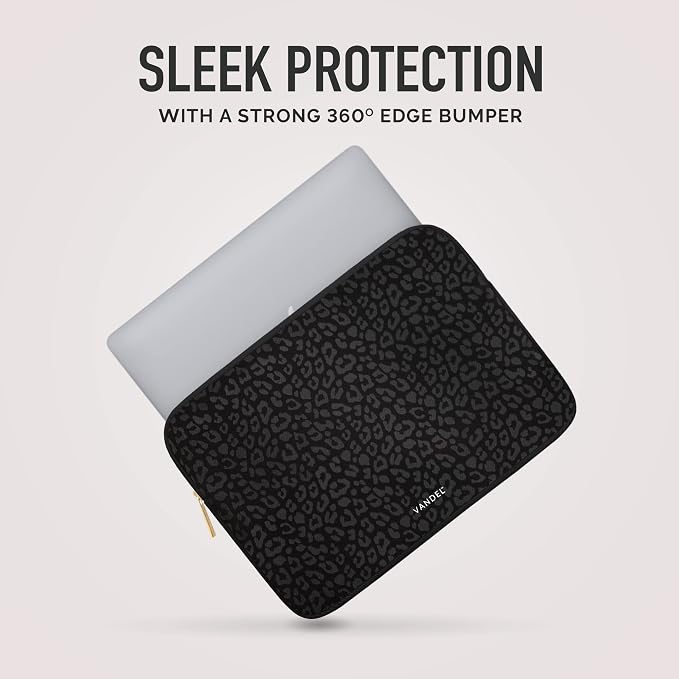 Vandel MacBook Air 13 inch Laptop Sleeve, Fits 13-13.3 inch Laptops: Neoprene MacBook Air & Pro Case, Chromebook, HP Soft Cover | Thin Computer Carrying Bag, Black Leopard Mac (M1 & M2) Pouch