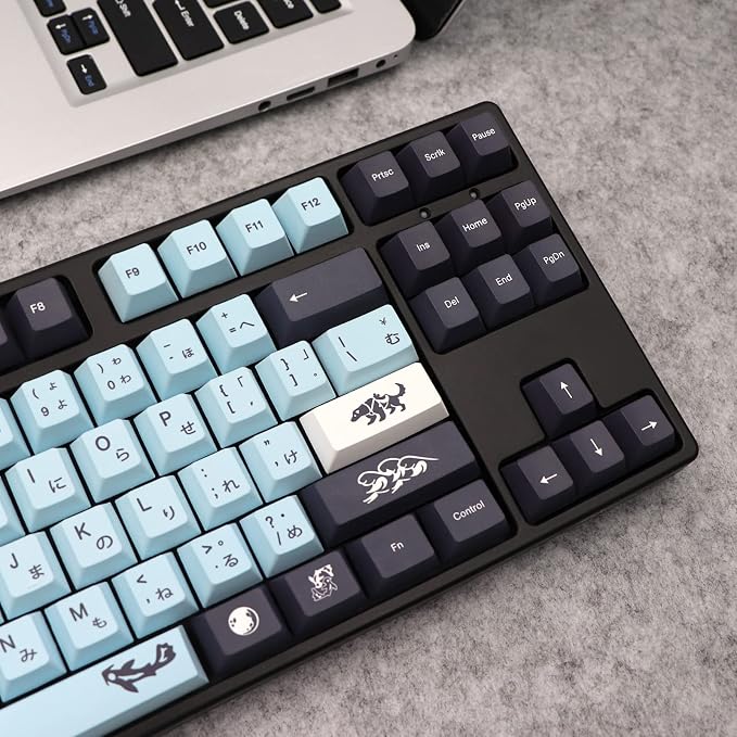JSJT Japanese Keycap Set-Sky Blue Keycaps 137 Keys PBT Dye Sublimation Custom Keycaps with 6.25u/7u Spacebar for DZ60/RK61/64/gk61/68/84/980/104 MX Switches Mechanical Keyboards