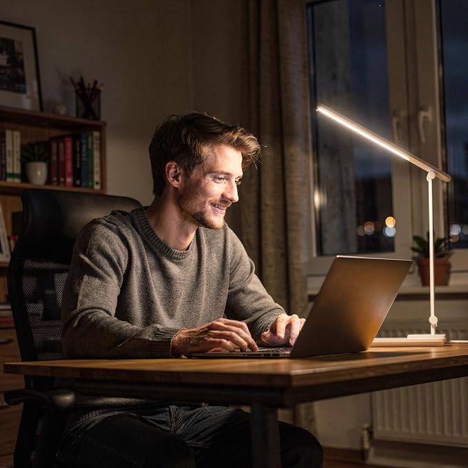 ELECTRI Desk Lamp for Home Office, Eye-Care Desk Light with Touch Control, 5 Color & Stepless Dimming, 360° Rotatable, Reading Lamp for Table Study Work Office Nail Craft Puzzle(with Adapter)