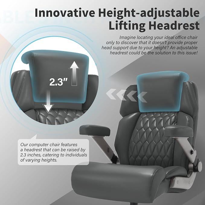 Big and Tall Office Chair 700lbs, Ergonomic High Back Computer Desk Chair | Adjustable Headrest&Lumbar Support, 3D Flip Arms, Large Wheels, Heavy Duty Metal Base, Thick Padded Wide Seat Executive Chair