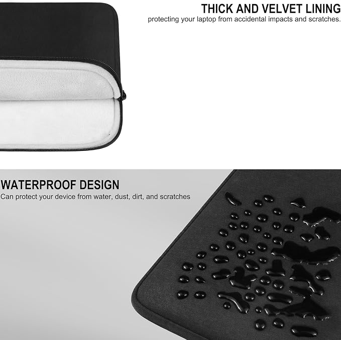 Laptop Case 15 Inch, Shockproof Protective Traveling Computer Bag, Water Resistant Portable Laptop Sleeve Compatible for Lenovo, HP, Dell, Asus, MacBook, Notebook, Black