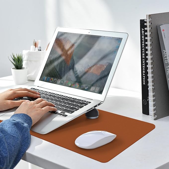 Leather Desk pad Protector, Office Mat, Large Mouse Mat, Non-Slip PU Leather Blotter, Laptop Desk Pad,Waterproof Laptop Computer Desk Keyboard Mat for Office/Work/Home/Decor (Brown, 33In*13in)