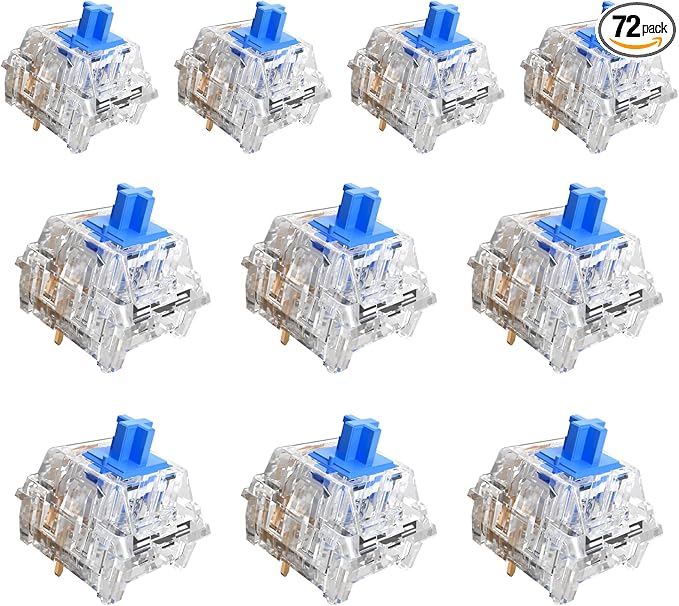 Zhouwang 70 Crystal Blue Switches,2 Kailh Box Experience Pack Switches,Strong Tactile Feedback with Crisp Click Sound,Suitable for clicker for 3D Prints and MX Gaming Mechanical Keyboards