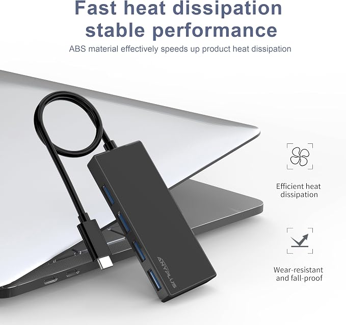 USB C Hub, 4 Ports USB 3.0 Hub Splitter with 5Gbps Data Transfer, USB C Splitter for Type C MacBook, Mac Pro, iMac, Surface, XPS, Flash Drive, Mobile HDD