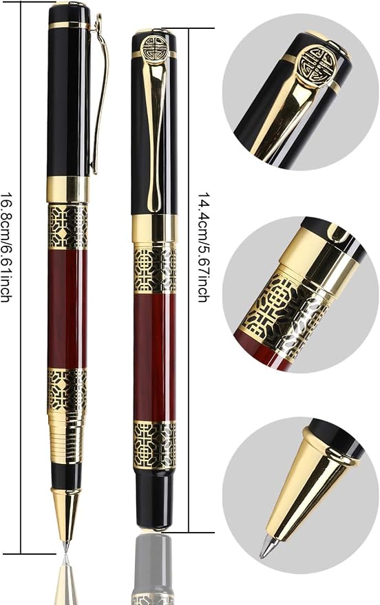 Free Engraving pen Personalized custom pens Roller Ballpen, Ballpoint pen, Ball pen, Medium Refill Pen Black Ink, Custom Gifts for Men, Women, Classy Gift Box (Red Style 4), 3 Count (Pack of 1)