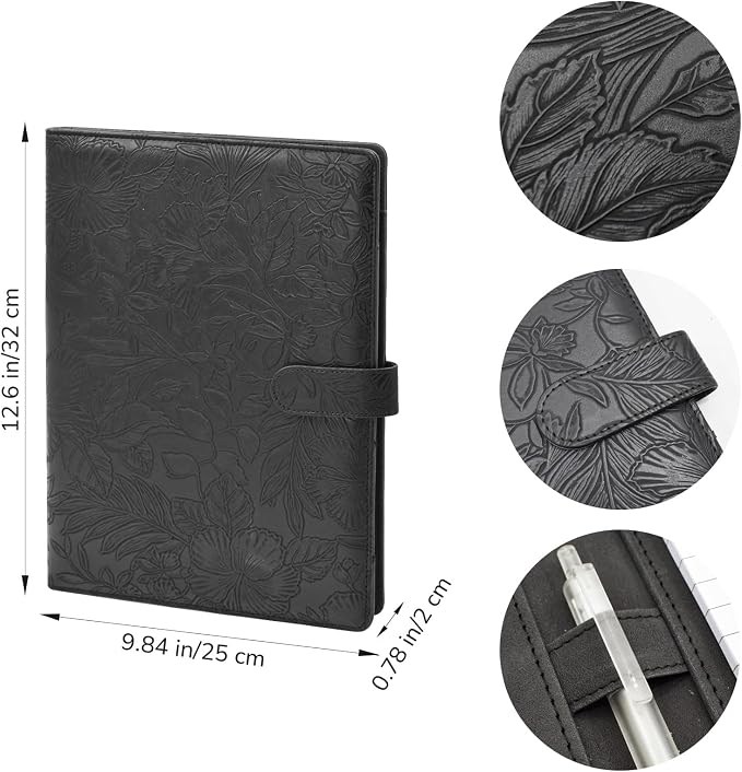 VANRA Padfolio Portfolio Binder Faux Leather Interview Resume Folder with Notepad, Document Organizer Card Holder, Letter-Sized Notepad Portfolio Organizer for Business School Office (Black)