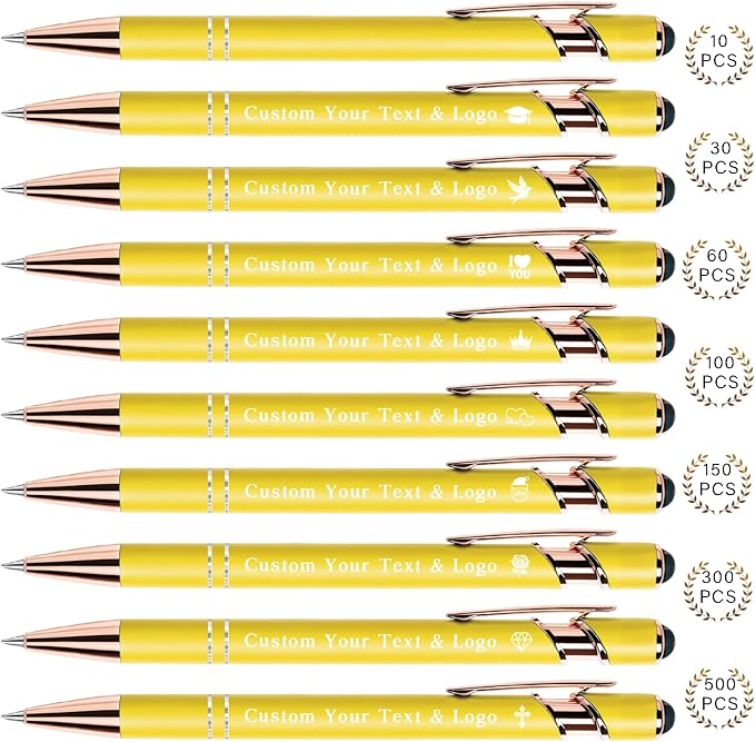 Sparklove Personalized Pens Bulk, Custom Pens with Name/Logo, Customized Black Ink Ballpoint Gifts, Engraved Pen with Stylus, Ideal for Business, Wedding, Birthday, Women, Men Office Metal Pen
