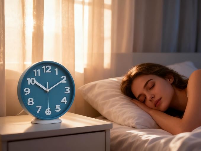 45MinST 8-Inch Blue Modern Wall Clock – Silent Non-Ticking, 3D Large Numbers, Accurate Timekeeping | Decorative Wall & Desk Clock with Stand for Living Room, Bedroom, Kitchen, or Office