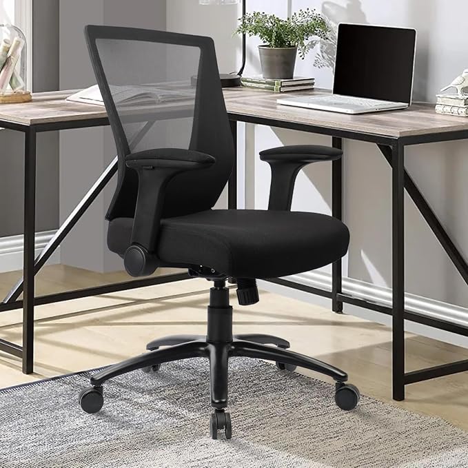 CLATINA 500lbs Big and Tall Office Chair Heavy Duty Ergonomic Mesh Desk Chairs with Wide Thick Seat Cushion and Adjustable Armrests for Home Office Conference Heavy People, Black(1 Pack)