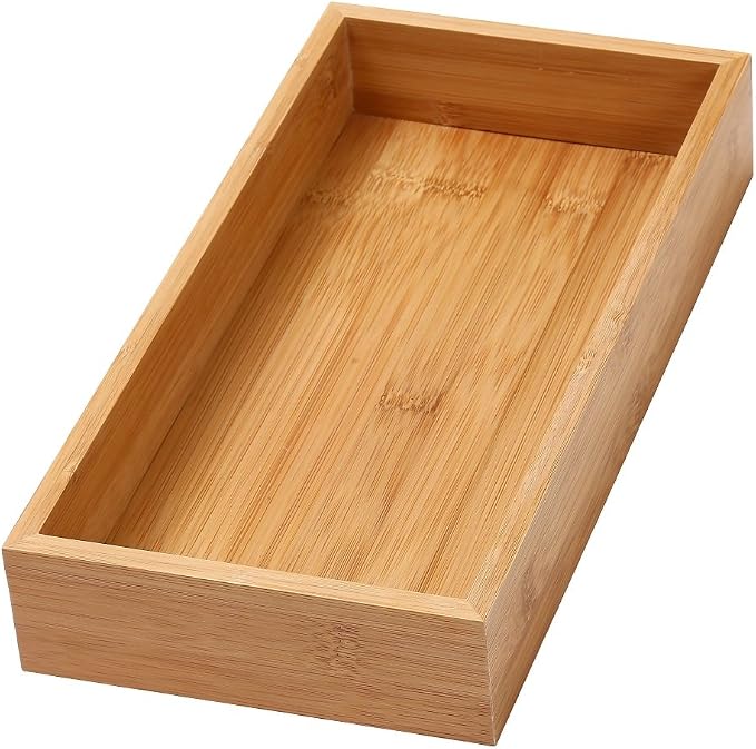 YBM HOME Bamboo Drawer Organizer Storage Box for Kitchen Drawer, Junk Drawer, Office, Bedroom, Children Room, Craft, Sewing, and Bathroom, 6x15x2 inch