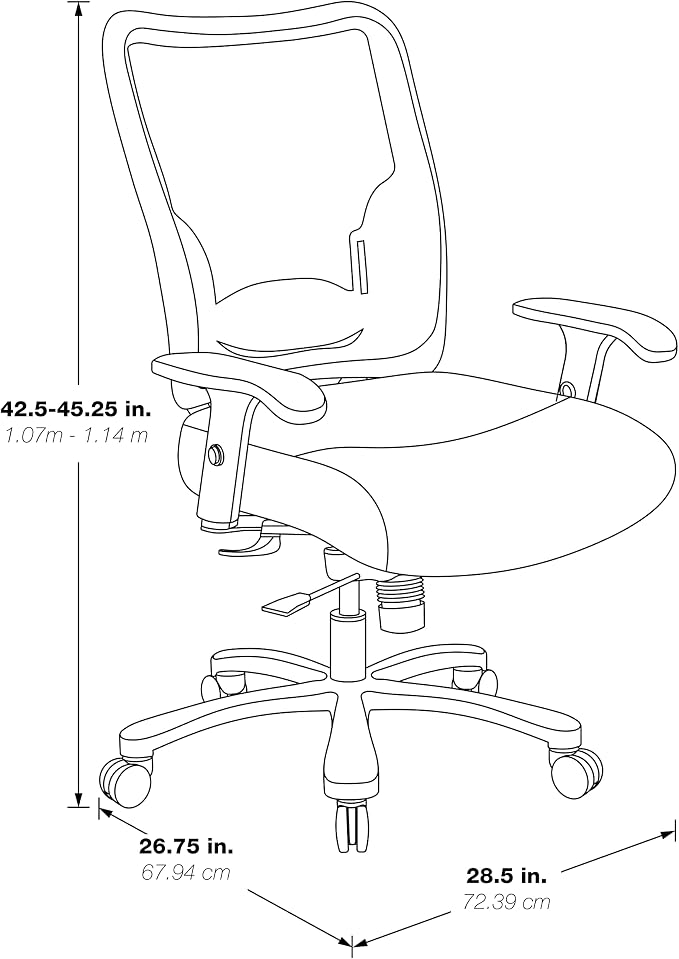 Space Seating 75 Series Air Grid Big and Tall Deluxe Ergonomic Office Chair with Thick Padded Seat and 400 lb. Limit, Black