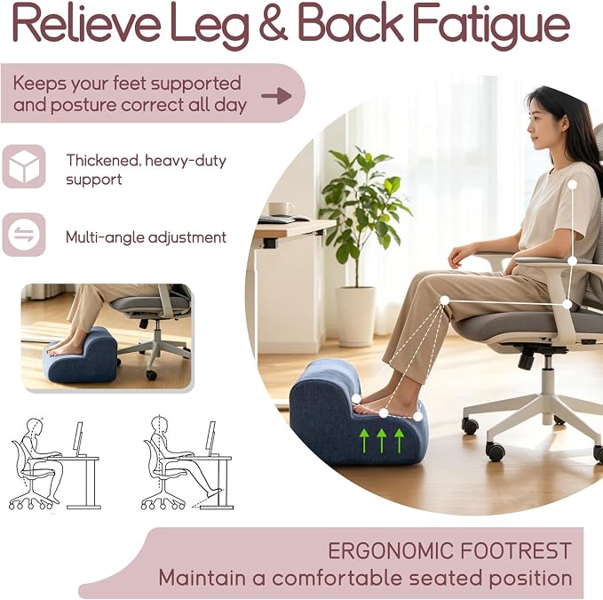 Foot Rest for Under Desk at Work,Ergonomic 2-Height Sponge Foot Stool for Office, Home,Sofa & Gaming Chair, Desk Accessories Footrest Cushion to Support Legs,Relax Ankles & Relieve Pain(A-Light Gray)