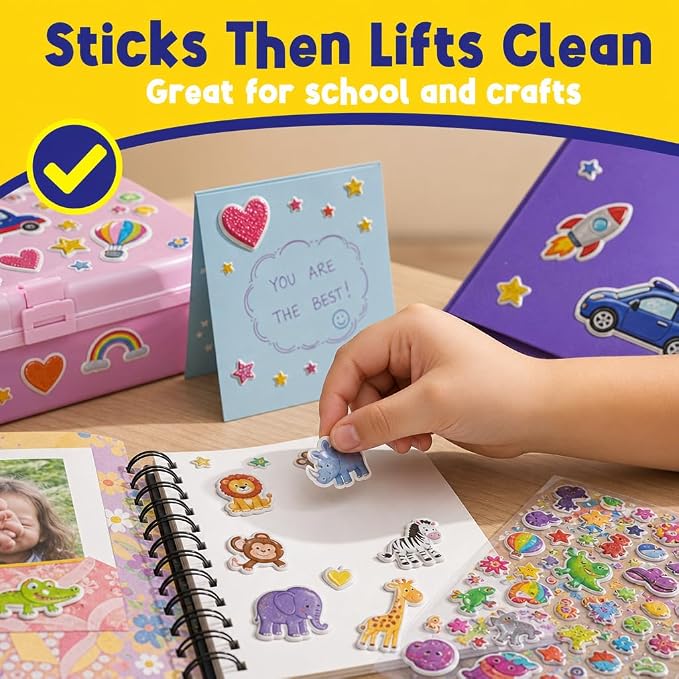 Purple Ladybug 3D Puffy Stickers for Kids - 40 Sheets, 950+ Foam Stickers for Toddler Girls & Boys, Classroom & Teachers Must Haves, Boredom Buster - Back to School Gift for Kindergarten Girls & Boys