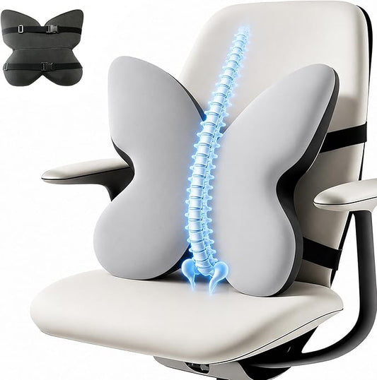 Memory Foam Lumbar Support Pillow,Back Support for Office Chair,Back Pillow for Chair,Ergonomic Lower Back Cushion for Desk Chair,Computer Chair,Gaming Chair and Car Seat,Washable Cover(Gray)