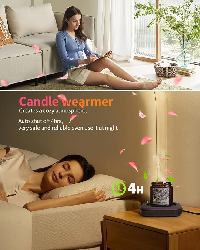 Mug Warmer - 3-Temp Settings Coffee Mug Warmer for Desk with 4 Hrs Auto Shut Off, Fastest Heating & Smart Wood Candle Warmer - Ideal Coffee Gifts Accessories Keep Beverages Coffee Warmer