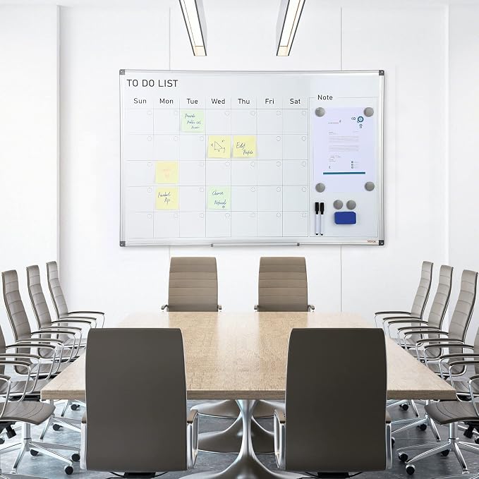 VEVOR Dry Erase Calendar for Wall, 36 x 24 Inches Whiteboard Calendar, Monthly Planner Magnetic Dry Erase Board, 1 Magnetic Erase & 2 Dry Erase Marker & Movable Tray for Restaurant Office Home School