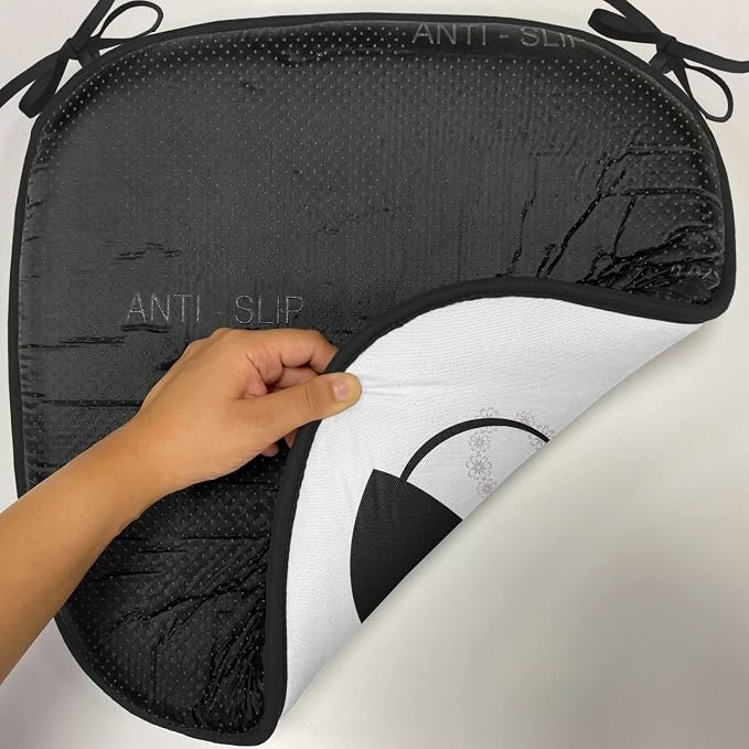 Lunarable Animals Chair Cushion Pads Set of 8, Cats The Groom and Bride Life Partners Celebrating with Dress Bow Tie Joyful, Anti-Slip Seat Padding for Kitchen & Patio, 16"x16", Grey Black White