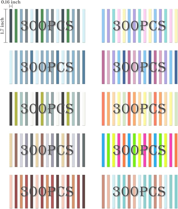 Temiary 3000Pcs Reusable Transparent Highlighter Tape, Short Highlighting Strips Index Tabs, Aesthetic Sticky Notes for Office School Supplies