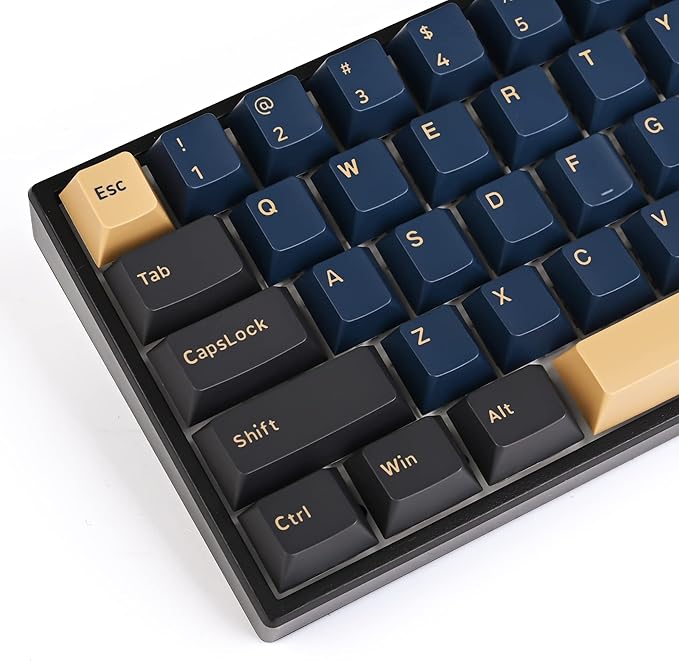 Guffercty kred XDA Profile Minimalist White Keycaps 75 Percent Dye-sub PBT Keyboard Caps with ISO Keys for MAC 60% 65% 75% 96% Mechanical Keyboard (Minimalist-A Japanese) (Blue Samurai)