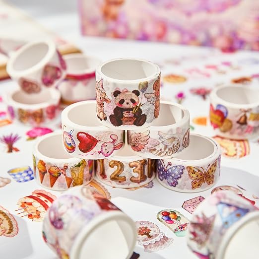 Washi Tape Set 21 Rolls,Birthday Decorative Masking Tapes | Junk Journal, Scrapbooking Supplies,Party Fovors for wedding, birthday