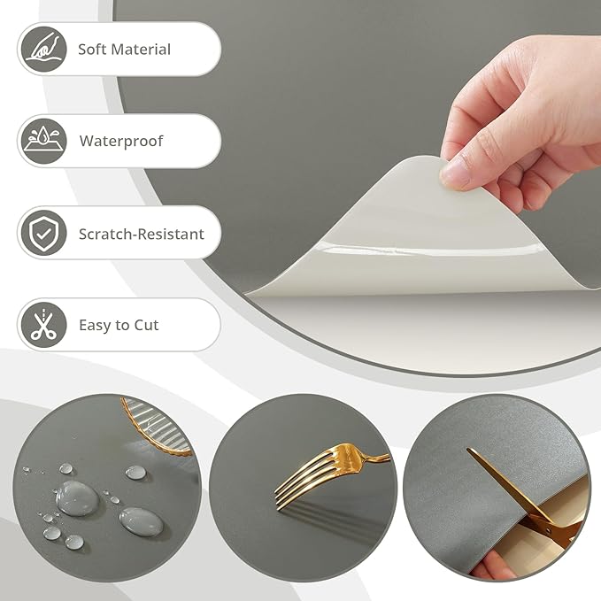 LovePads Makeup Mat for Vanity, 16 x 36 Dual-Sided Desk Pad & Vanity Cover Top, Waterproof PVC Protector Mat for Dresser, Nail Art, Craft Table (Dark Grey+Grey)