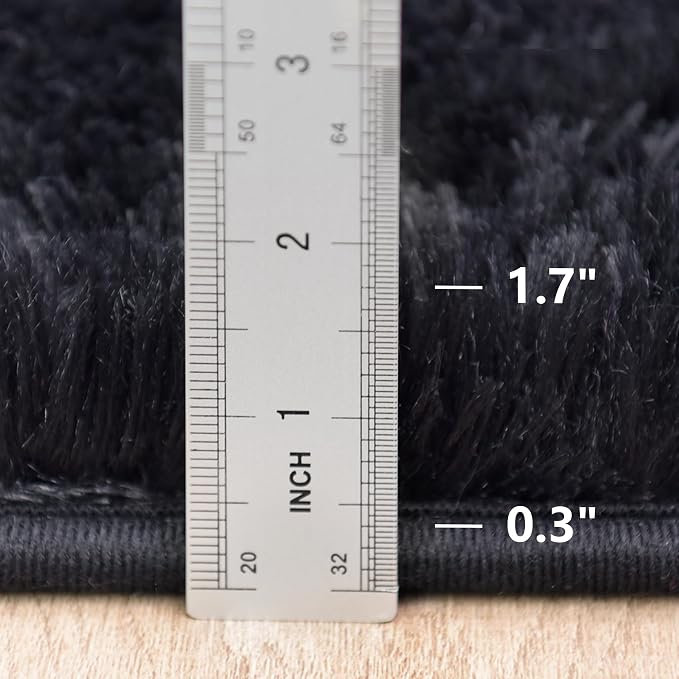 Awaytail Fluffy Rug Lightweight 6x9 Feet, Black Cool Rugs for Bedroom Non Slip, Soft Fuzzy Aesthetic Rugs for Bedroom Men