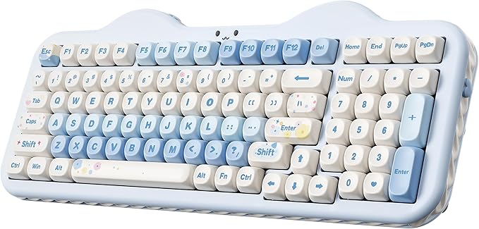 YUNZII C98 Wireless Mechanical Keyboard with Number Pad,98 Key BT5.0/2.4G/USB-C Hot Swap Gasket Mount with PBT MOA Keycaps,Custom RGB,Cute Cake Keyboard for Win/Mac (Blue, Candy Linear Switch)