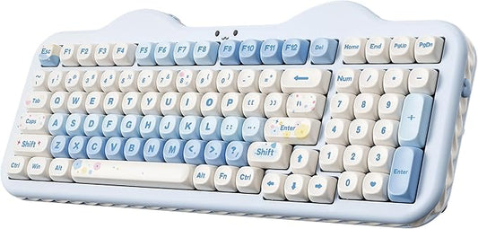 YUNZII C98 Wireless Mechanical Keyboard with Number Pad,98 Key BT5.0/2.4G/USB-C Hot Swap Gasket Mount with PBT MOA Keycaps,Custom RGB,Cute Cake Keyboard for Win/Mac (Blue, Candy Linear Switch)