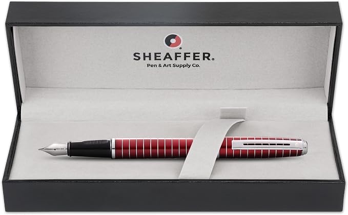 Sheaffer Prelude Merlot Lacquer w/Horizontal Line Engraving and Fine Nib Fountain Pen
