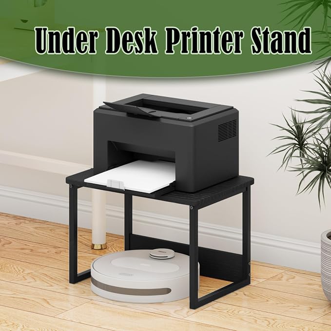 MARTY Printer Stand for Desk, Desktop Shelf Printer Riser for Home Office | Desktop Printer Stand, 17.1"x12.4", Printer Shelf, Small Printer Table for Fax Machine Copier Scanner, Desk Organizer, Black