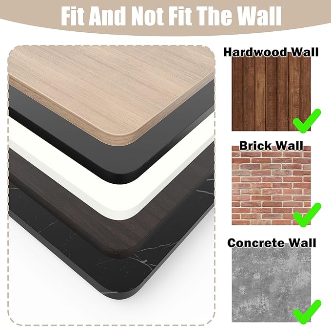 Wall Mounted Folding Table 40"x 16" Folding Table with Removable Heavy-Duty Brackets Support Up to 200 Pounds Folding Desk for Small Space Home Laundry Room Office Rv Suitable for Solid Wall (Wood)