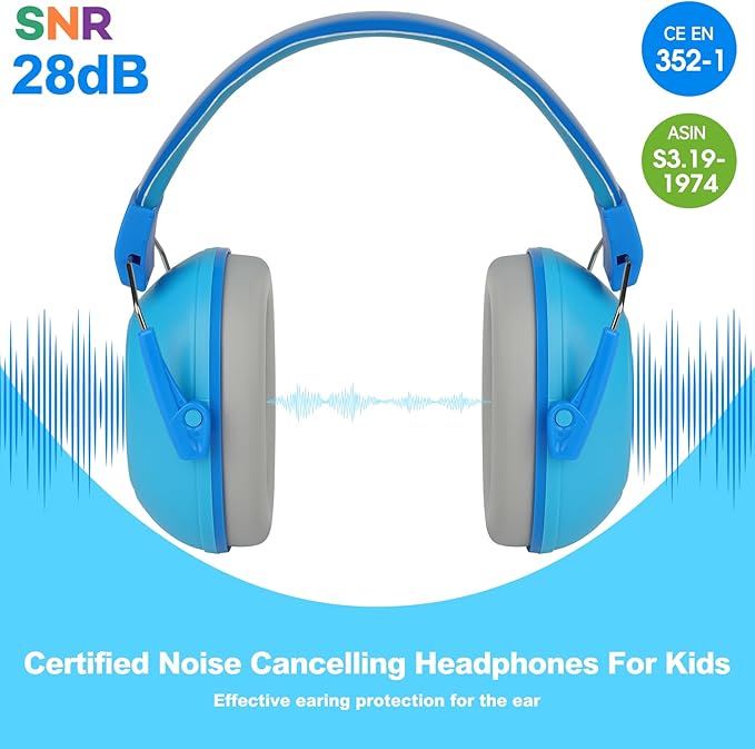 Noise Cancelling Headphones for Kids, Kids Ear Protection 28dB SNR Noise Reduction Ear Muffs for 3-16 Years Toddler/Children, Noise Cancelling Hearing Protection For Fireworks/Monster Truck