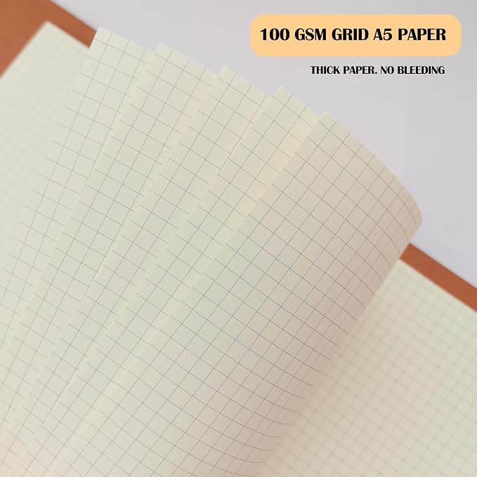 A5 Grid Filler Paper, 6-Hole Punched, 100GSM Graph Rule Paper/Quad Rule Filler Paper/Planner Inserts for Planners, Painting, and Bullet Journals,80 Sheets/160 Pages