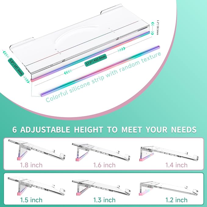 Ergonomic Computer Keyboard Stand - Adjustable Keyboard Riser Tilt Clear Acrylic Keyboard Tray Non-Slip Elevated Typing Key Board Holder Lift for Home Office Desk Accessories