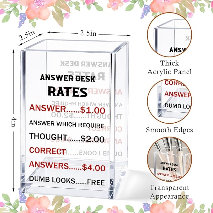 Funny Acrylic Pen Holder Cup, Office Desk Decor Pencil Holder Organizer, Coworker Appreciation Gift, Employee Team Gift, Boss Desk Accessories for Women Men