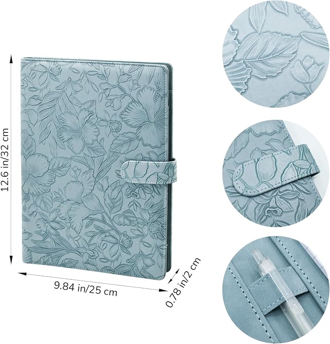 VANRA Padfolio Portfolio Binder Faux Leather Interview Resume Folder with Notepad, Document Organizer Card Holder, Letter-Sized Notepad Portfolio Organizer for Business School Office (Blue)
