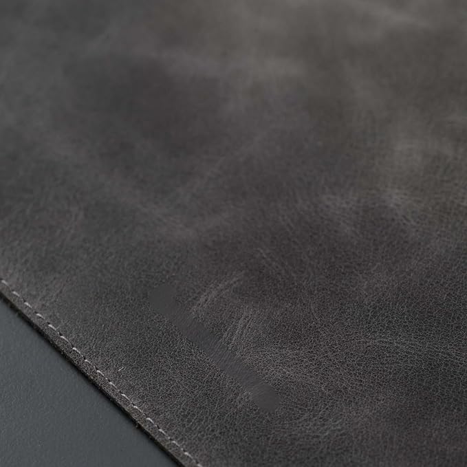 Jersey Genuine Calfskin Leather Desk Pad, Office Desk Mat with Non-Slip Bottom, Smooth Surface for Mouse & Keyboard, Desk Protector (36x19 inches) (Grey)